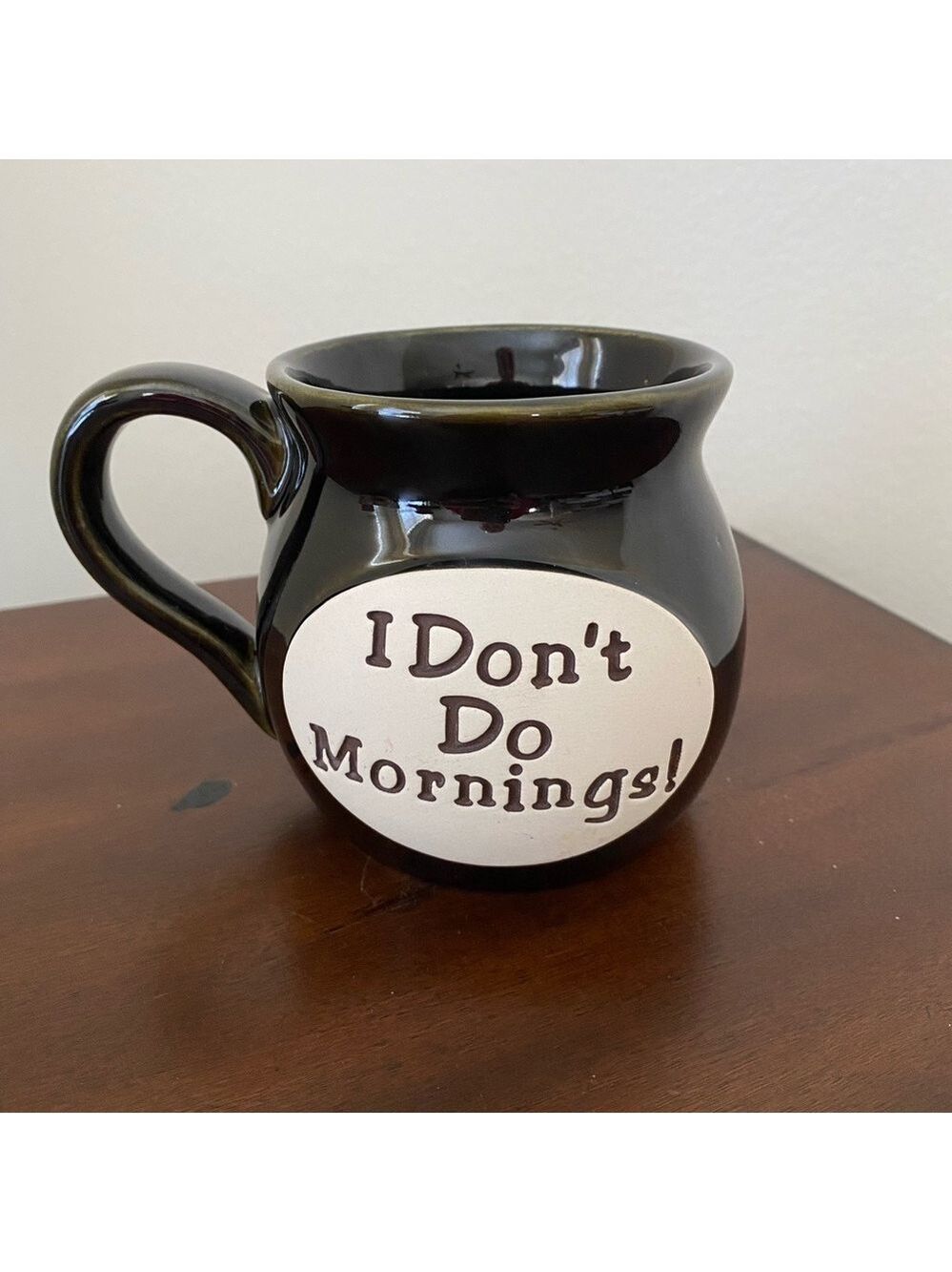 NWT Black Ceramic Mug – “I Don’t Do Mornings” | Funny Coffee/Tea Cup 12 oz